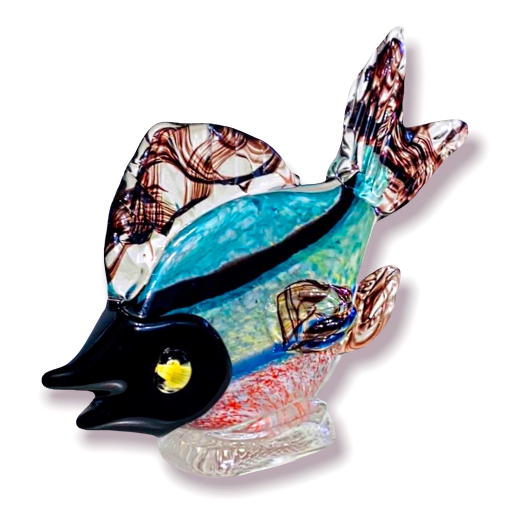 Colorful Murano Venetian Style Art Glass Fish Statue